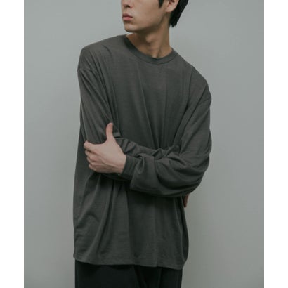 アーバンリサーチ ドアーズ URBAN RESEARCH DOORS Washable Wool Crew-Neck Long-Sleeve T-shirts （チャコールグレー）｜詳細画像