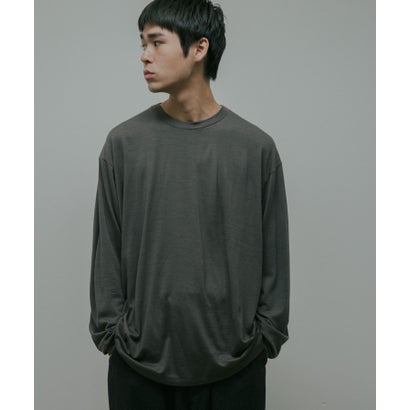 アーバンリサーチ ドアーズ URBAN RESEARCH DOORS Washable Wool Crew-Neck Long-Sleeve T-shirts （チャコールグレー）｜詳細画像
