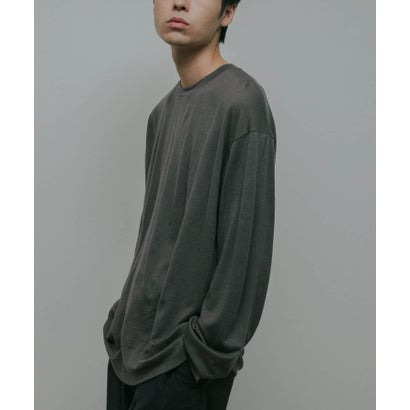 アーバンリサーチ ドアーズ URBAN RESEARCH DOORS Washable Wool Crew-Neck Long-Sleeve T-shirts （チャコールグレー）｜詳細画像