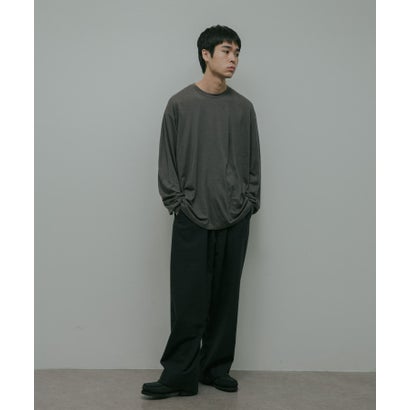 アーバンリサーチ ドアーズ URBAN RESEARCH DOORS Washable Wool Crew-Neck Long-Sleeve T-shirts （チャコールグレー）｜詳細画像