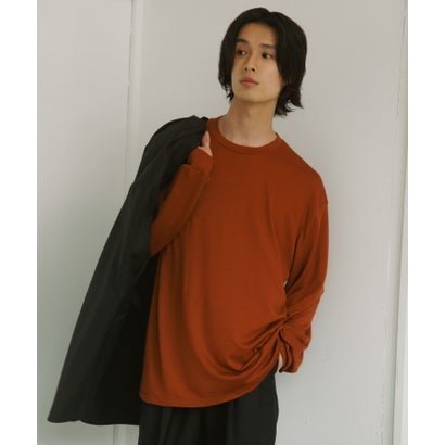 アーバンリサーチ ドアーズ URBAN RESEARCH DOORS Washable Wool Crew-Neck Long-Sleeve T-shirts （チャコールグレー）｜詳細画像
