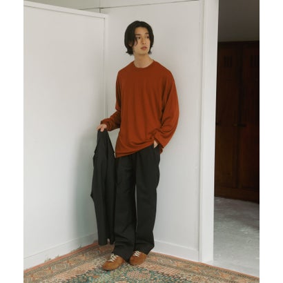 アーバンリサーチ ドアーズ URBAN RESEARCH DOORS Washable Wool Crew-Neck Long-Sleeve T-shirts （チャコールグレー）｜詳細画像