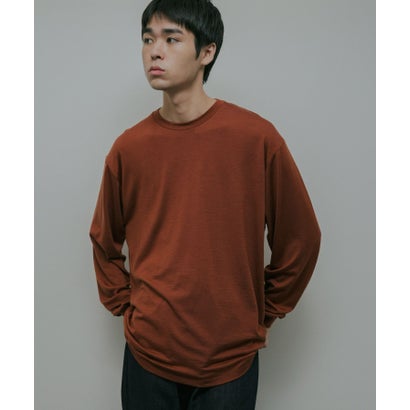 アーバンリサーチ ドアーズ URBAN RESEARCH DOORS Washable Wool Crew-Neck Long-Sleeve T-shirts （チャコールグレー）｜詳細画像