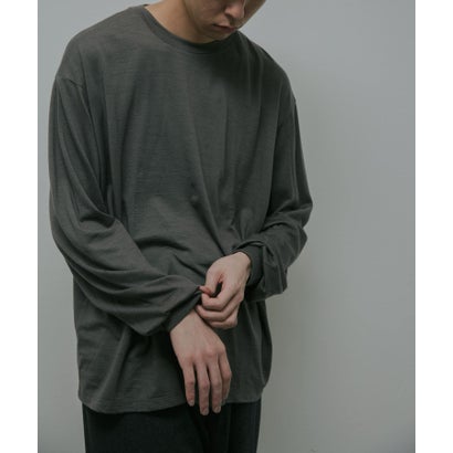 アーバンリサーチ ドアーズ URBAN RESEARCH DOORS Washable Wool Crew-Neck Long-Sleeve T-shirts （チャコールグレー）｜詳細画像