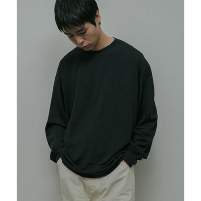 アーバンリサーチ ドアーズ URBAN RESEARCH DOORS Washable Wool Crew-Neck Long-Sleeve T-shirts （チャコールグレー）｜詳細画像