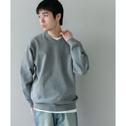 アーバンリサーチ ドアーズ URBAN RESEARCH DOORS Vネック インレー スウェットライクロングスリーブニット （グレー）｜詳細画像