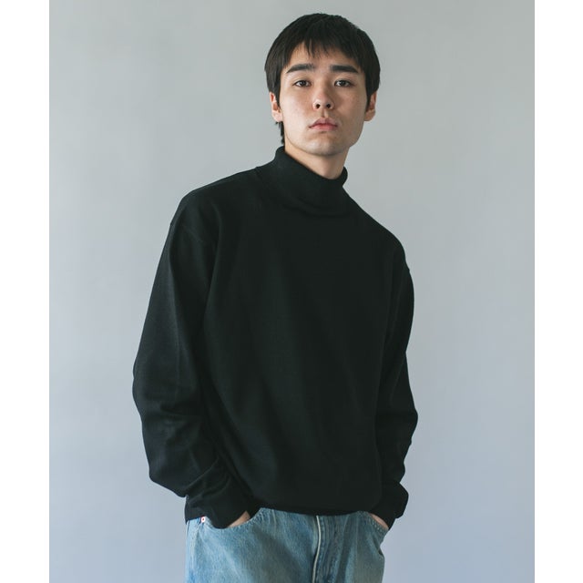 タートルネック カシミヤブレンドロングスリーブニット （ブラック）