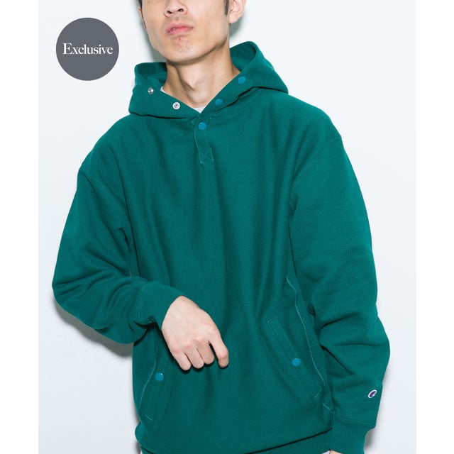 『別注』Champion×DOORS HALF SNAP PARKA （グリーン）