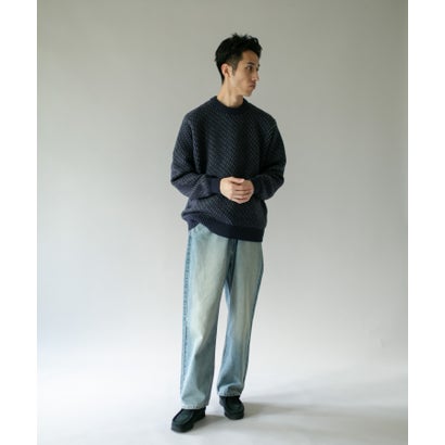 アーバンリサーチ ドアーズ URBAN RESEARCH DOORS ウールブレンド 変形バーズアイニット （ネイビー）｜詳細画像