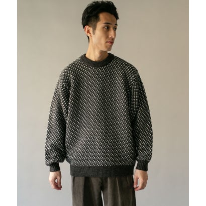 アーバンリサーチ ドアーズ URBAN RESEARCH DOORS ウールブレンド 変形バーズアイニット （ネイビー）｜詳細画像
