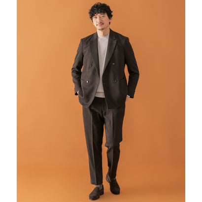LIFE STYLE TAILOR ツイードライクコンフォータブルダブルジャケット （ネイビー）｜詳細画像