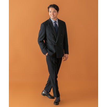 LIFE STYLE TAILOR ツイードライクコンフォータブルダブルジャケット （ネイビー）｜詳細画像