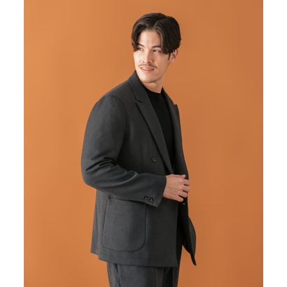 LIFE STYLE TAILOR ツイードライクコンフォータブルダブルジャケット （ネイビー）｜詳細画像