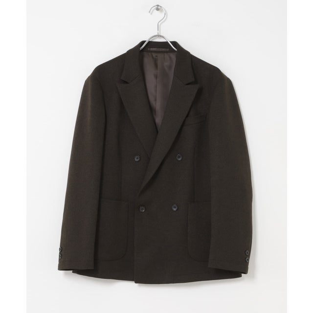 LIFE STYLE TAILOR ツイードライクコンフォータブルダブルジャケット （ブラウン）