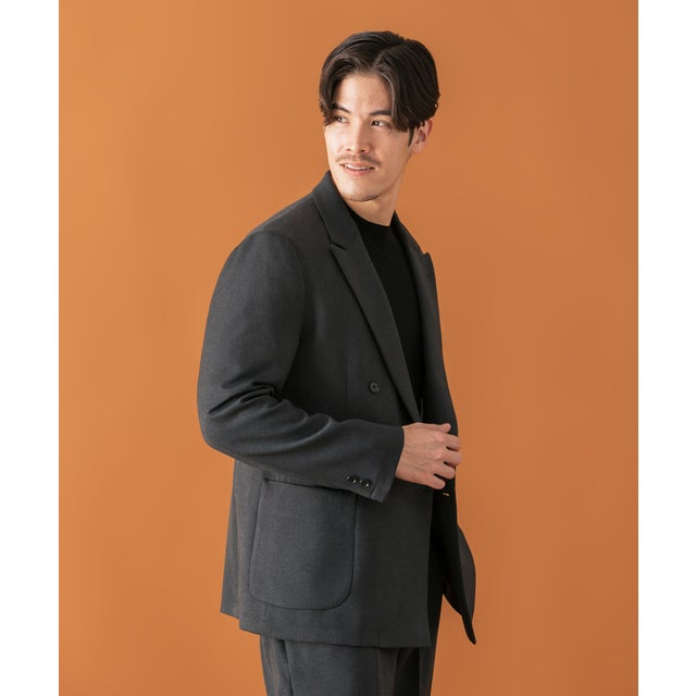 LIFE STYLE TAILOR ツイードライクコンフォータブルダブルジャケット （グレー系その他）