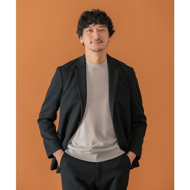LIFE STYLE TAILOR ツイードライクコンフォータブルジャケット （ネイビー）