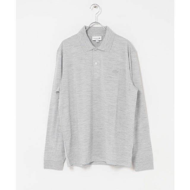 LACOSTE ウールジャージ ロングスリーブ ポロシャツ （ライトグレー）