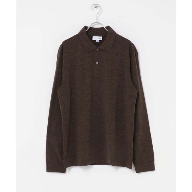 LACOSTE ウールジャージ ロングスリーブ ポロシャツ （ブラウン）