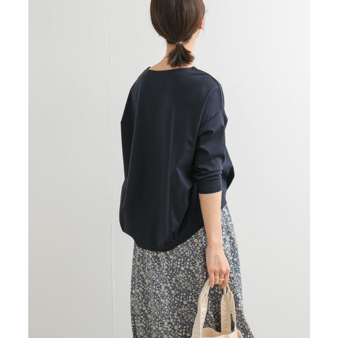 ANIECA バック タック ボーダー プルオーバー 長袖　Off×Black アーバンリサーチ ドアーズ URBAN RESEARCH DOORS コットンバック