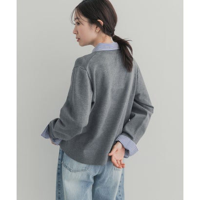 アーバンリサーチ ドアーズ URBAN RESEARCH DOORS 布帛ドッキングニットカーディガン （ネイビー）｜詳細画像