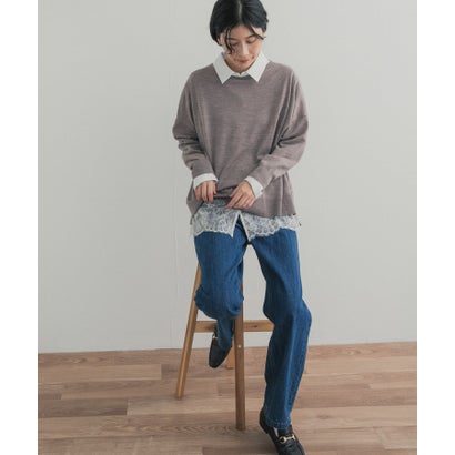 アーバンリサーチ ドアーズ URBAN RESEARCH DOORS ヘムレースドッキングシャツ （ネイビー）｜詳細画像