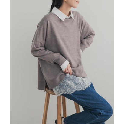 アーバンリサーチ ドアーズ URBAN RESEARCH DOORS ヘムレースドッキングシャツ （オフホワイト）｜詳細画像