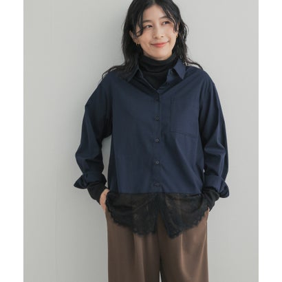 アーバンリサーチ ドアーズ URBAN RESEARCH DOORS ヘムレースドッキングシャツ （オフホワイト）｜詳細画像