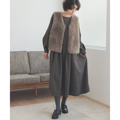 アーバンリサーチ ドアーズ URBAN RESEARCH DOORS 『防シワ/マシンウォッシャブル/静電気防止/イージーケア』『UR TECH』完声/暖フロントプリーツワンピース （ネイビー）｜詳細画像