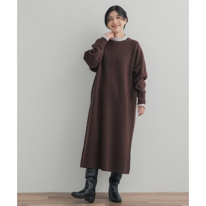 アーバンリサーチ ドアーズ URBAN RESEARCH DOORS 『一部WEB限定カラー』スウェットライクニットワンピース （チャコールグレー）｜詳細画像