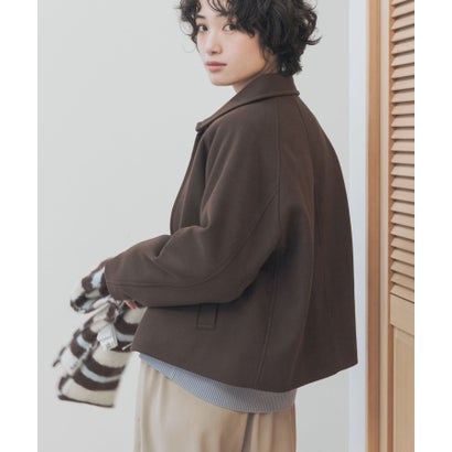アーバンリサーチ ドアーズ URBAN RESEARCH DOORS 『イージーケア/マシンウォッシャブル/静電気防止』『UR TECH』完声/暖ニットメルトンショートブルゾン （ブラウン）｜詳細画像