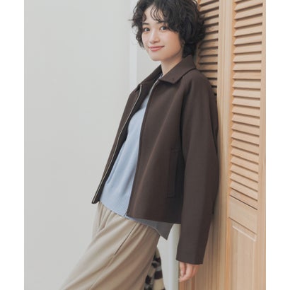 アーバンリサーチ ドアーズ URBAN RESEARCH DOORS 『イージーケア/マシンウォッシャブル/静電気防止』『UR TECH』完声/暖ニットメルトンショートブルゾン （ブラウン）｜詳細画像