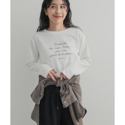 アーバンリサーチ ドアーズ URBAN RESEARCH DOORS ステッチロゴロングTシャツ （オフホワイト）｜詳細画像