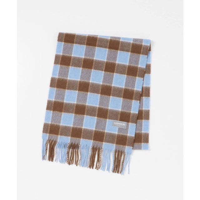 CHECK CASHMERE SCARF （ブルー系その他）
