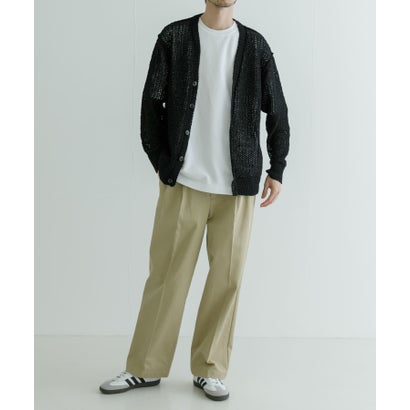 アーバンリサーチ URBAN RESEARCH 透かし編みVカーディガン （BLACK）｜詳細画像