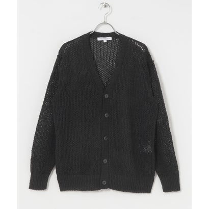 アーバンリサーチ URBAN RESEARCH 透かし編みVカーディガン （BLACK）｜詳細画像
