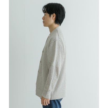 アーバンリサーチ URBAN RESEARCH 透かし編みVカーディガン （BLACK）｜詳細画像