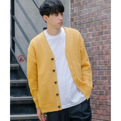 アーバンリサーチ URBAN RESEARCH メッシュVカーディガン （YELLOW）｜詳細画像