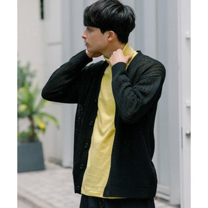 アーバンリサーチ URBAN RESEARCH メッシュVカーディガン （YELLOW）｜詳細画像