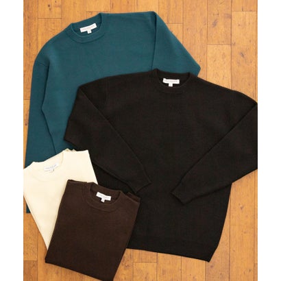 アーバンリサーチ URBAN RESEARCH ウール混ミラノリブクルーネックニット （GREEN）｜詳細画像