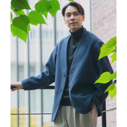 『UR TECH』起毛ノーカラー2Bジャケット （BLUE/GRAY）｜詳細画像