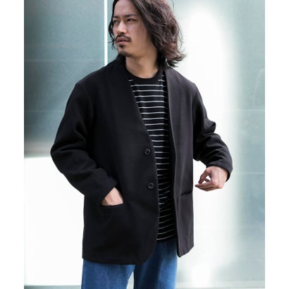 『UR TECH』起毛ノーカラー2Bジャケット （BLUE/GRAY）｜詳細画像