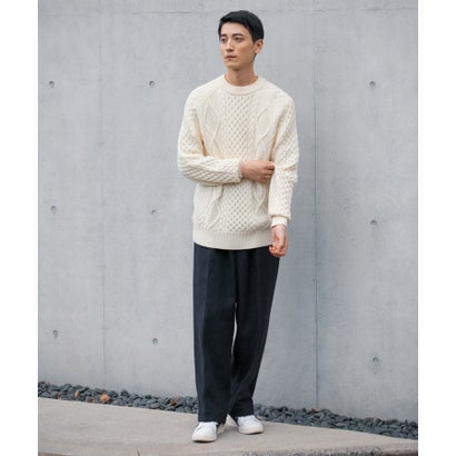 アーバンリサーチ URBAN RESEARCH WASHABLEウールケーブルクルーニット （IVORY）｜詳細画像