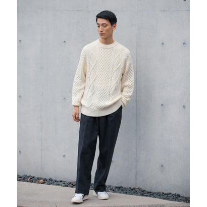 アーバンリサーチ URBAN RESEARCH WASHABLEウールケーブルクルーニット （IVORY）｜詳細画像