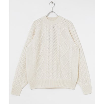 アーバンリサーチ URBAN RESEARCH WASHABLEウールケーブルクルーニット （IVORY）｜詳細画像