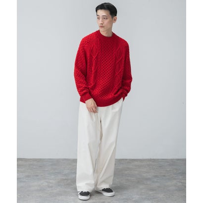アーバンリサーチ URBAN RESEARCH WASHABLEウールケーブルクルーニット （IVORY）｜詳細画像