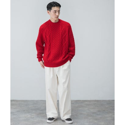 アーバンリサーチ URBAN RESEARCH WASHABLEウールケーブルクルーニット （IVORY）｜詳細画像