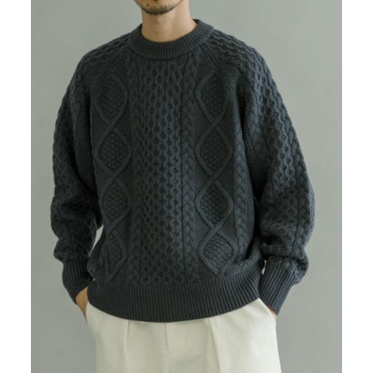 アーバンリサーチ URBAN RESEARCH WASHABLEウールケーブルクルーニット （IVORY）｜詳細画像