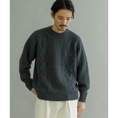 アーバンリサーチ URBAN RESEARCH WASHABLEウールケーブルクルーニット （IVORY）｜詳細画像
