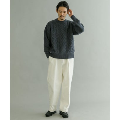 アーバンリサーチ URBAN RESEARCH WASHABLEウールケーブルクルーニット （IVORY）｜詳細画像
