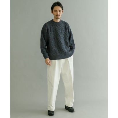 アーバンリサーチ URBAN RESEARCH WASHABLEウールケーブルクルーニット （IVORY）｜詳細画像